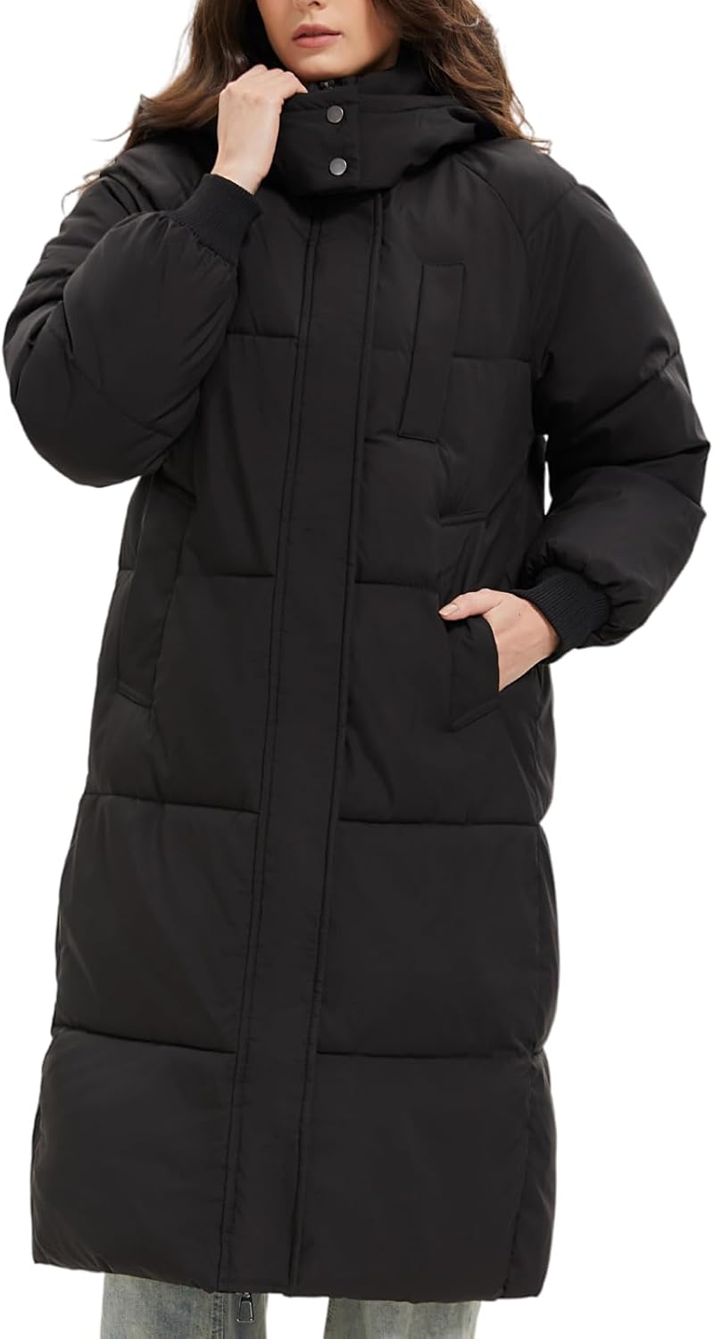 Long Puffer Jacket for Women,2025 Thickened Winter Coat Hooded with Deep Pockets, Ladies Warm Winter Jacket